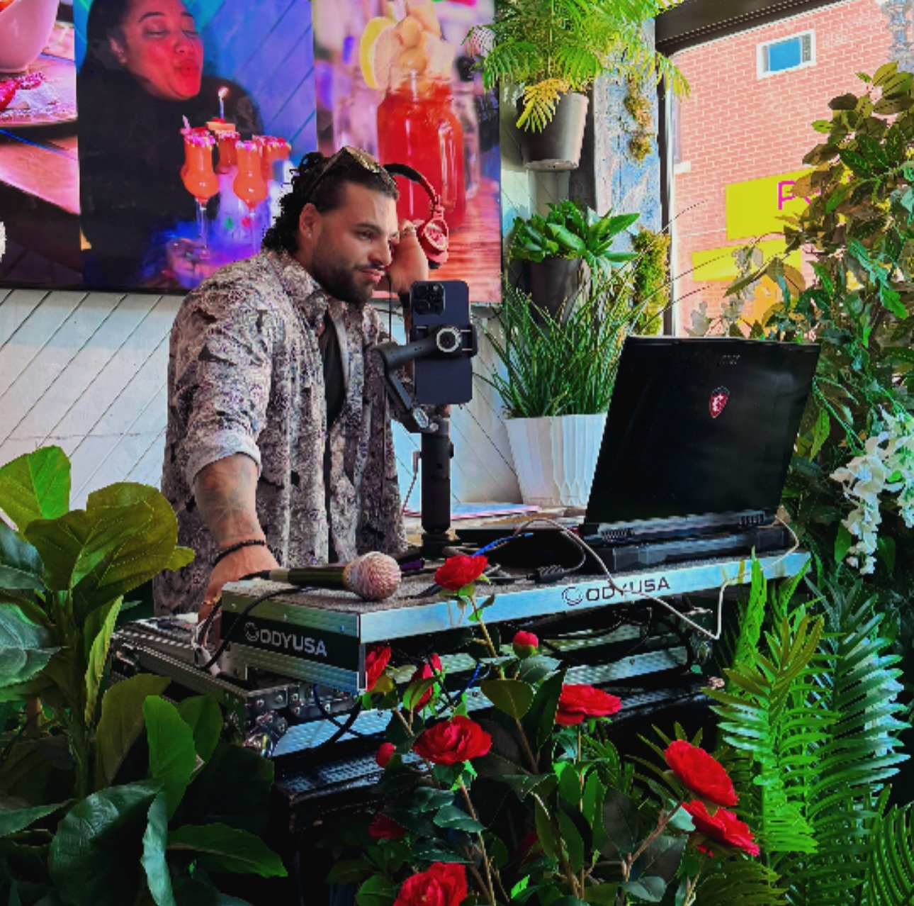 Ajay Ramos DJing outdoors